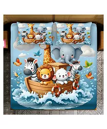 BhaiJi Bedsheets 220TC Glace Cotton Bed
                        Sheet Double Bed With 2 Pillow Covers Full HD
                        Digital Prints - Animal Zoo Print