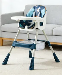 Babyhug 3-in-1 Convertible High Chair -
                        Navy Blue| 5-Point Safety Harness| Dual
                        Detachable Food Tray| Adjustable & Foldable
                        Design|Removable Wheels with Brakes| Anti-Skid
                        Base| Toddler & Rocking Chair