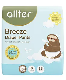 Allter Breeze Baby Diaper Pants | S Size
                        (4-8 Kg) | 36 Count | 12h Dryness| Super Soft |
                        AirFit Technology for Breathable Comfort |
                        Dermat Tested