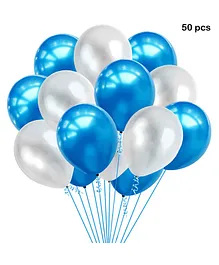 Balloon Junction Metallic Balloons Blue White - 50 Pieces