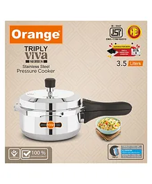 Orange Cookware Triply Stainless Steel Pressure Cooker With Outer Lid - 3.5 Litre