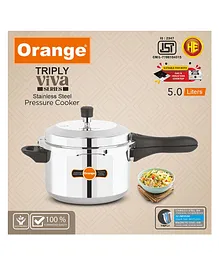 Orange Cookware Triply Stainless Steel Pressure Cooker With Outer Lid - 5 Litre