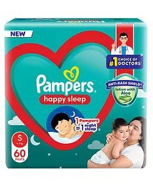 Pampers Happy Sleep Pant Style Baby Diaper
                        1 Pampers 1 Night Sleep with Anti Rash Shield S
                        - 60 Pieces