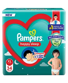Pampers Happy Sleep Pant Style Baby Diaper
                        1 Pampers 1 Night Sleep with Anti Rash Shield XL
                        - 34 Pieces