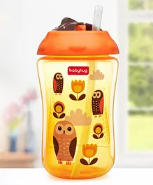Babyhug Swipey Straw Sipper Bottle Owl Print Orange - 300 ml