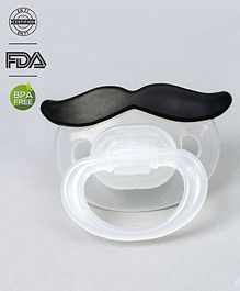 Babyhug Moustache Shaped Orthodontic Soother With Cover - Black | BPA Free | Non-Toxic | Soft Silicone | Lightweight | EN Certified