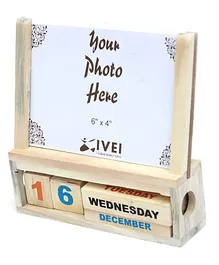 IVEI Wooden Desk Calendar With Photo Frame - Brown