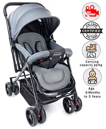 Babyhug Symphony Stroller With Reverisble Handle & Mosquito Net - Grey