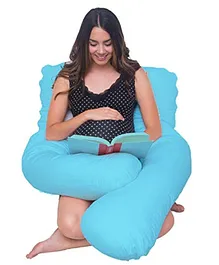 Get It 100% Cotton U Shape maternity Pillow Removable Cover with Zip - Cryan Blue