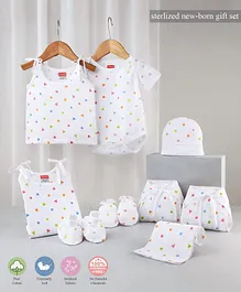Babyhug 100% Cotton Sterilized Newborn Starter Gift set Pack of 9 - White
