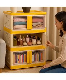 MECHDEL Wardrobe Organizer for Storage Polypropylene Foldable & Stackable Closet Basket Cupboard Organizer for Clothes Mounted Closet Systems STORAGE BIN-ORANGE  3 PCS