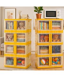 MECHDEL Wardrobe Organizer for Storage Polypropylene Foldable & Stackable Closet Basket Cupboard Organizer for Clothes Mounted Closet Systems STORAGE BIN-ORANGE  4 PCS
