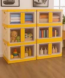 MECHDEL Wardrobe Organizer for Storage Polypropylene Foldable & Stackable Closet Basket Cupboard Organizer for Clothes Mounted Closet Systems STORAGE BIN- ORANGE  6 PCS
