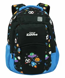 Smilykiddos Dual Color Backpack With Padded Adjustable Straps Star Print Light Blue - 16 Inches