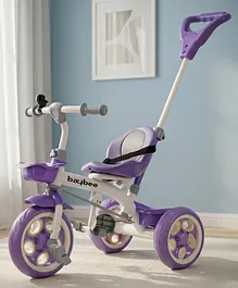 BAYBEE Kiddie Baby Cycle for Kids | Tricycle with Adjustable Parental Handle, Safety Belt & Nonslip Pedals | Kids Cycles with Dual Storage Baskets & Footrest, Baby Cycle 2 to 5 Years Boy Girl (Purple)