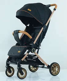Babyhug AeroGlide Compact Fold Baby
                        Stroller One-Hand Fold Safety Harness Reclining
                        Seat Concealed Linked Brake Integrated Trolley
                        Handle Air-cabin Friendly Suspension Wheel 03
                        Years Black