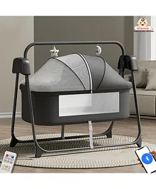 Infantso Smart Electric Baby Cradle Swing -
                        Bluetooth & Remote Control, Customizable
                        Swing Time,Adjustable 5-Speeds, Automatic Swing
                        Cradle Palna/Jhula -Dark Grey