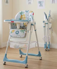 Babyhug 4 in 1 multifunctional Baby High
                        Chair with Adjustable Backrest - Blue|
                        Adjustable Footrest & 5 level Seat Height|
                        Compact Fold| Swivel Wheels with Lock| Double
                        Food Tray| Removable PU Cushion