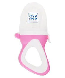 Mee Mee Fruit And Food Nibbler With Silicone Sack - Pink & White