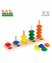 Eduedge Wooden Numerical Bead Stacker Educational Toy - Multicolor