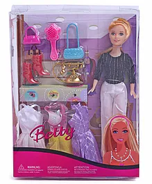 Smiles Creation Fashion Doll With Accessories Multicolour - Pack of 9 Pieces