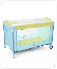 Babyhug My Space Playpen With Removable Mosquito Net - Blue Green (Assembly Video Available)