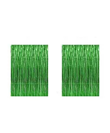 AMFIN Metallic Fringe Foil Curtain Green - Pack of 2