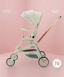 TinyTyke Urban Glide (T6) Luxury Stroller with Parent-Facing and Forward-Facing Reversible Seat | Newborn Ready with 3-Position Recline and One-touch Fold | White