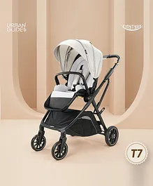 TinyTyke Urban Glide (T7) Two Essentials, One Purchase | Travel System Stroller with Car Seat & Reversible Seating | 3-Position Recline and One-touch Fold | 0-40 Months | Grey