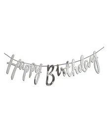 Shopperskart Happy Birthday Banner - Silver