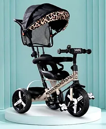 Babyhug Little Leopard Tricycle for Kids
                        with Parental Push Handle & Canopy Toddler
                        Ride-On Trike with Safety Harness BIS Certified
                        Seat with High Backrest Foldable Footrest
                        Anti-Slip Pedals - Beige