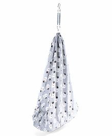 Baby Hanging Cradle with Spring - Grey| Cotton Baby Hammock Swing| Portable Infant Sleeping Bed| Traditional Design| Mosquito Net| Soft Breathable Fabric (Handle Not Included)
