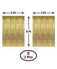 Party Propz Metallic Fringe Foil Curtain Pack of 2 - Golden