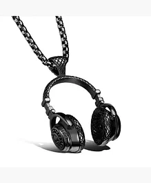 Yellow Chimes Headphones Shape Steel Pendant for Men (Black) (YCSSPD-G1100H-BK)