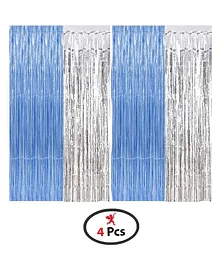 Party Propz Foil Curtain Birthday Decoration Pack of 4 - Blue & Sliver