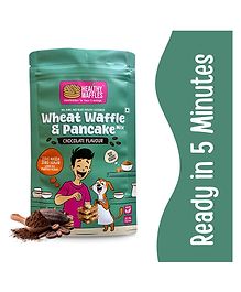 HEALTHY WAFFLES Wheat Chocolate Mix Made with Wheat & Jaggery. No Maida, No Sugar No Preservatives Vegan, Eggless, Protein Packed Instant Waffle & Pancake Mix Breakfast for Kids & Adults-200 g