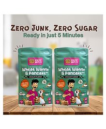 HEALTHY WAFFLES wheat Chocolate Mix Made with Wheat & Jaggery. No Maida, No Sugar No Preservatives Vegan, Eggless, Protein Packed Instant Waffle & Pancake Mix Healthy Breakfast Pack of 2 - 200 g