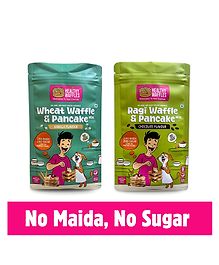 HEALTHY WAFFLES Waffle & Pancake Lovers Combo Ragi Chocolate & Wheat Vanilla Zero Maida Zero Sugar 100% Vegetarian Eggless Vegan Gluten free Protein Packed Healthy Breakfast Pack of 2 - 200 g each