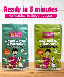 HEALTHY WAFFLES Waffle & Pancake Lovers Combo Ragi Chocolate & Wheat Chocolate No Maida No Sugar 100% Vegetarian Eggless Vegan Gluten free Protein Rich Healthy Breakfast Pack of 2 - 200 g each