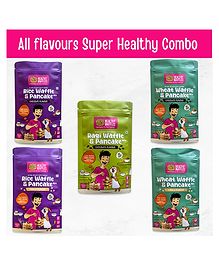 HEALTHY WAFFLES Waffle & Pancake Lovers Combo No Maida No Sugar No Preservatives 100% Vegetarian Eggless Vegan Gluten free Protein Rich Healthy Breakfast for Kids & Adults Pack of 5 - 200 g each