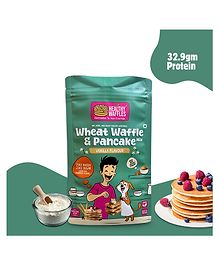HEALTHY WAFFLES Wheat Vanilla mix made with wheat & jaggery. No maida, No sugar 100% Vegetarian No Preservatives Vegan, eggless, protein rich waffle & pancake healthy mix for kids & adults 200 g