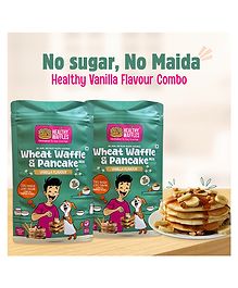 HEALTHY WAFFLES Wheat Vanilla mix made with wheat & jaggery. No maida, No sugar Vegetarian No Preservatives Vegan, eggless, protein rich waffle & pancake healthy mix for kids & adults Pack of 2 200 g