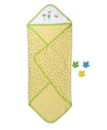 Beebop Cotton Hooded Receiving Blanket Flower Design - Yellow Green
