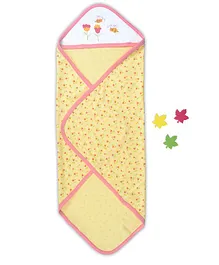 Beebop Cotton Hooded Receiving Blanket Flower Design - Yellow Pink