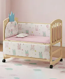 Furnifest Hemi Cot 5 in 1 Convertible Baby
                        Cot with Rocking Function| Parent Bed Attachment
                        |Wheels with Lock | Study Table | Beautiful
                        Mosquito Net | Non-Toxic Finish - Beige