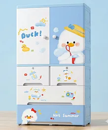 Purple Tots Kids Plastic Wardrobe 6-Layer
                        Storage Cabinet with Shelves, 2 Drawers &
                        Hanging Rod, Space-Saving Organizer - Snow Bear
                        Design (White)