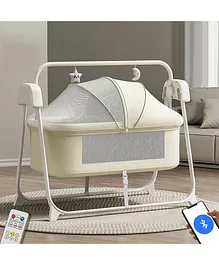 Infantso Smart Electric Baby Cradle Swing
                        Bluetooth & Remote Control, Customizable
                        Swing Time,Adjustable 5-Speeds, Automatic Swing
                        Cradle Palna Jhula -Beige