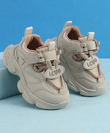 Babyoye Velcro Closure Sneaker Shoes With Bunny Applique - Beige