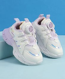 Babyoye Lace Up Sneaker Shoes With Applique - Purple