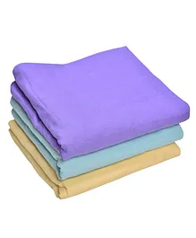 MK Handicrafts Cotton Quilts Pack of 3 - Purple Blue Cream